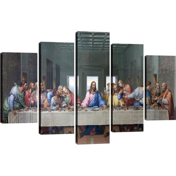 5 Piece Large Size the Last Supper by Leonardo da Vinci Classic Art Print